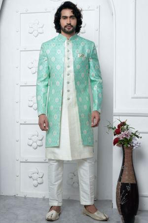 Sea Green Designer Indo Western Outfit