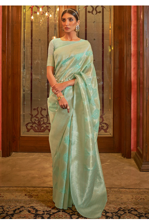 Sea Green Sequins Embellished Modal Silk Saree