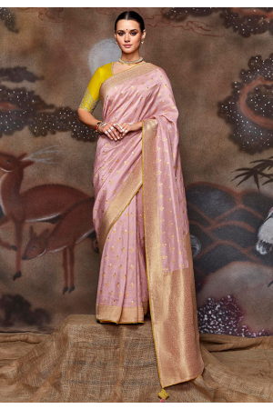 Blush Pink Dola Silk Viscose Designer Saree