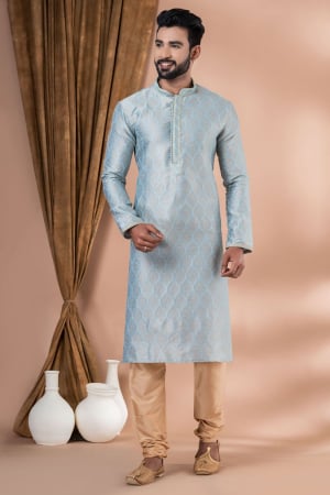 Sky Blue Festival Wear Kurta Pyjama Set