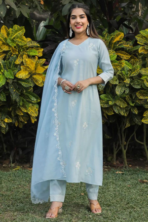 Sky Blue Party Wear Readymade Suit