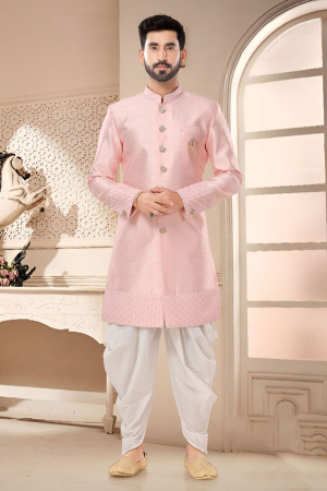 Soft Pink Designer Semi Indo Western Outfit
