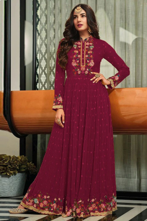 Sonal Chauhan Magenta Embroidered Georgette Anarkali Dress