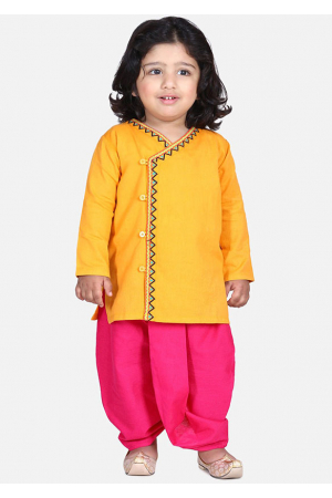 Sunny Yellow Cotton Blend Dhoti Kurta Set