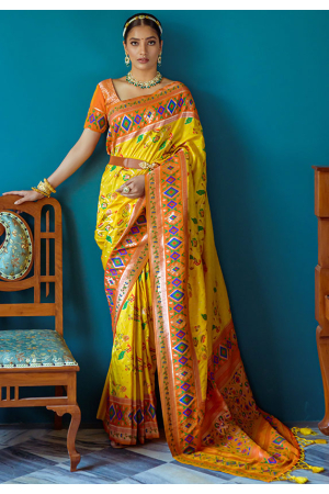 Sunny Yellow Paithani Silk Zari Woven Saree