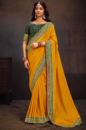Sunny Yellow Silk Saree with Embroidered Blouse