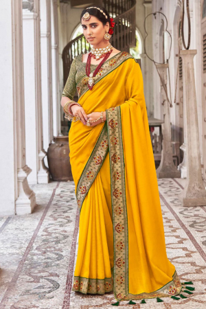 Sunny Yellow Silk Saree with Jacquard Blouse