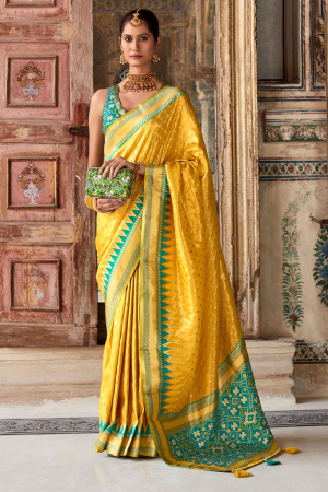 Sunny Yellow Soft Banarasi Silk Woven Saree