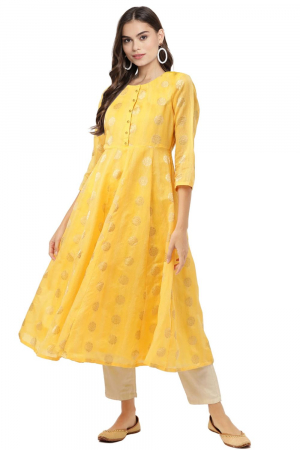 Sunny Yellow Traditional Wear Chanderi Kurta