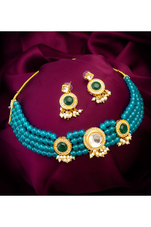Teal Blue Designer Necklace Set