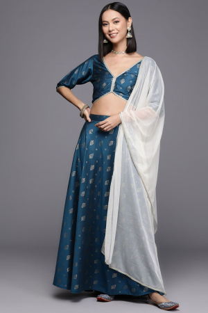 Teal Blue Traditional wear Lehenga Choli Set