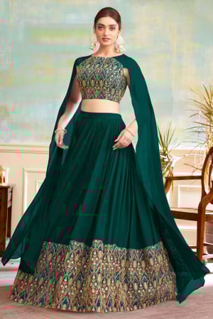 Teal Green Heavy Designer Lehenga Choli Set