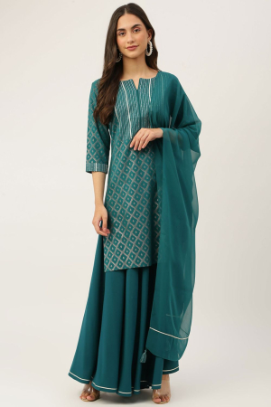 Teal Green Partywear Palazzo Suit