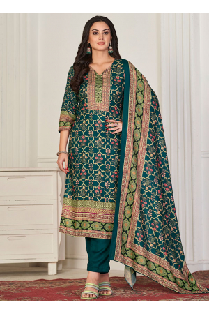 Teal Green Pashmina Party Wear Suit