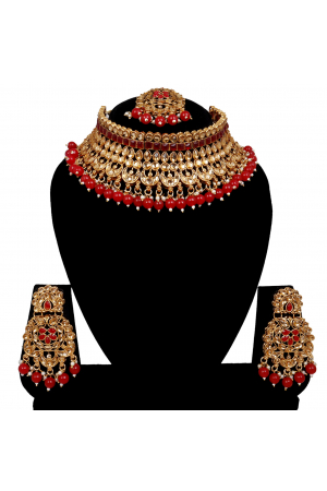 Trendy Gold Plated Choker Kundan Necklace Set