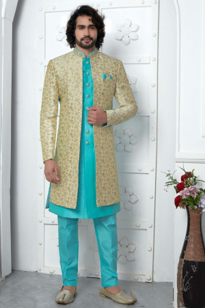 Turquoise Designer Indo Western Outfit