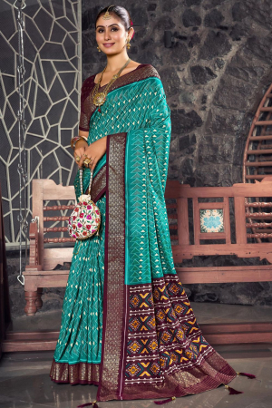 Turquoise Party Wear Saree
