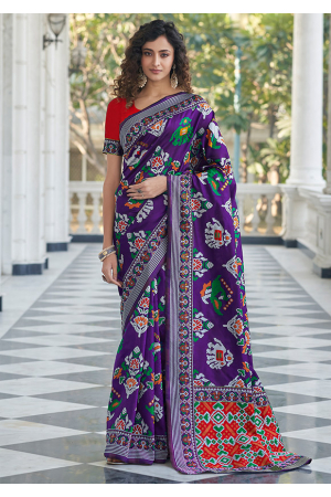 Violet Patola Weaving Silk Saree