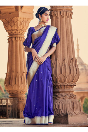 Violet Pure Banarasi Satin Silk Saree