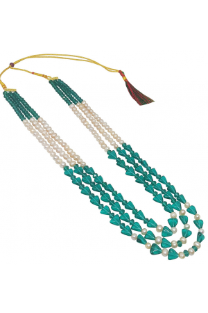 White and Blue Designer Necklace Set