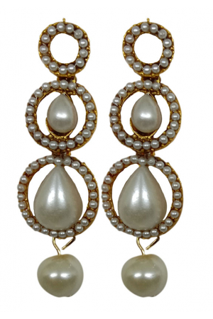 White Long Pearls Earrings