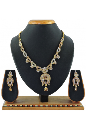 White Stones Studded Gold Plated Necklace Set