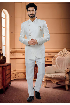 White Wedding Wear Jodupuri Suit