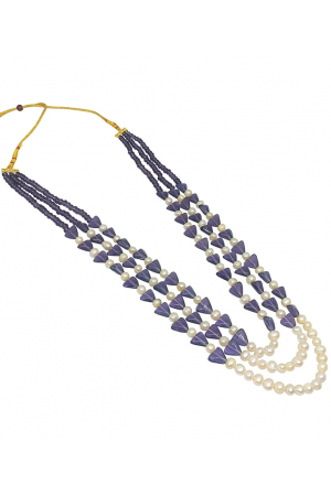 Wihte and Purple Designer Necklace Set