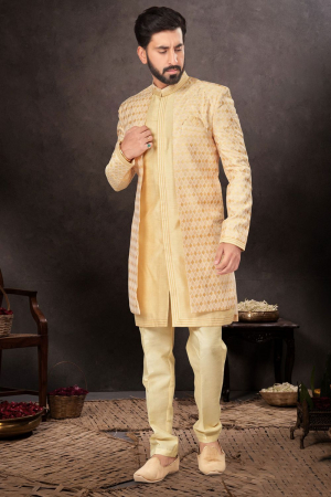 Yellow Designer Indo Western Outfit