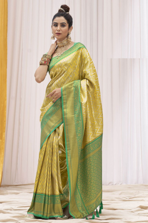 Yellow Kanchipuram Silk Woven Saree