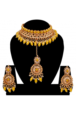 Yellow Kundan Necklace Set