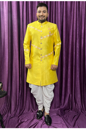 Yellow Mens Indo Western Outfit