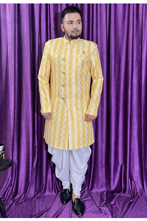 Yellow Mens Indo Western Outfit