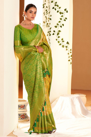 Yellow Silk Weaving Saree