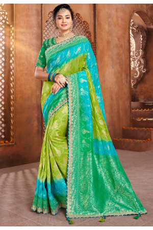 Multicolor Zari Woven Silk Saree with Double Blouse