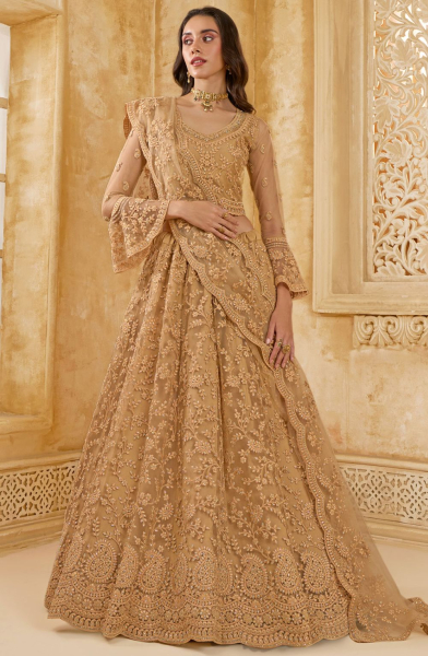 Beige Embroidered Designer Bridal Lehenga Choli