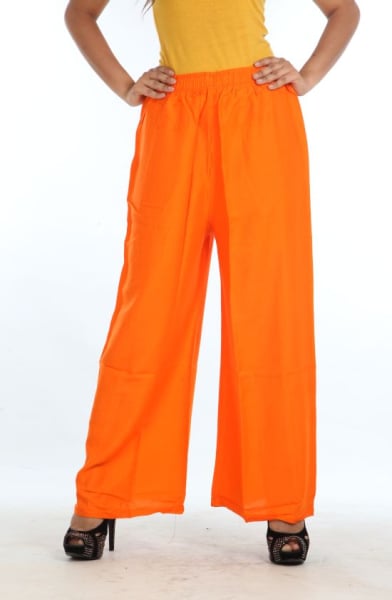 Golden Orange Solid Womens Palazzo