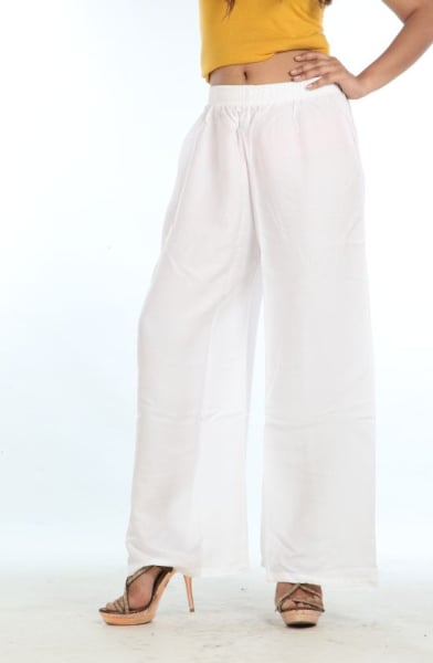 Off White Solid Womens Palazzo