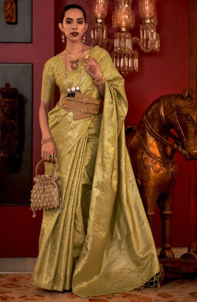 Pastel Green Handloom Weaving Silk Saree