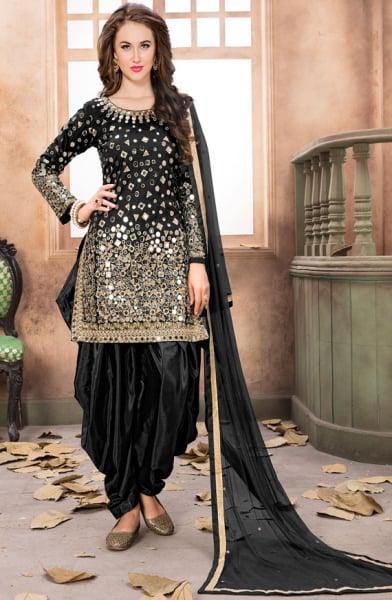 Black Mirror Work Patiala Suit