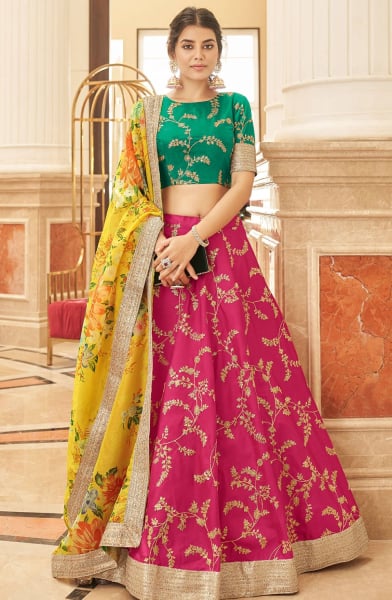 Rani Pink Art Silk Designer Lehenga Choli
