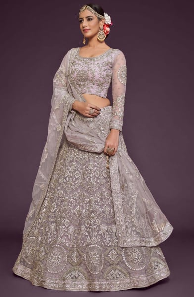 Dusty Orchid Net Designer Lehenga Choli Set