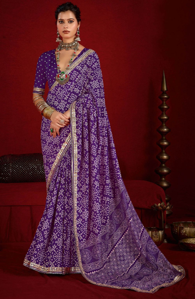 Amethyst Boutique Print Velvet Tussar Silk Saree