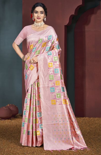 Orchid Pink Cotton Woven Work Saree