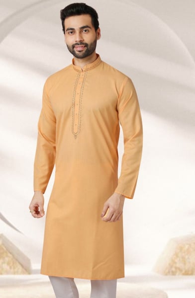 Apricot Cotton Rayon Kurta