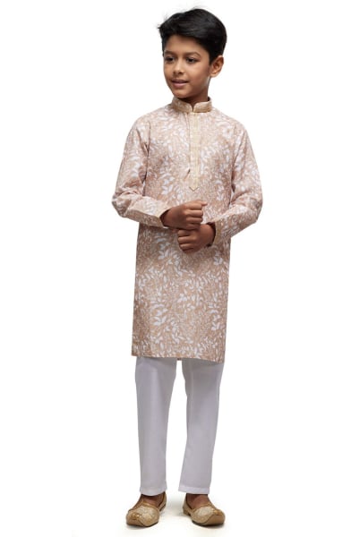 Beige Boys Kurta Pyjama Set
