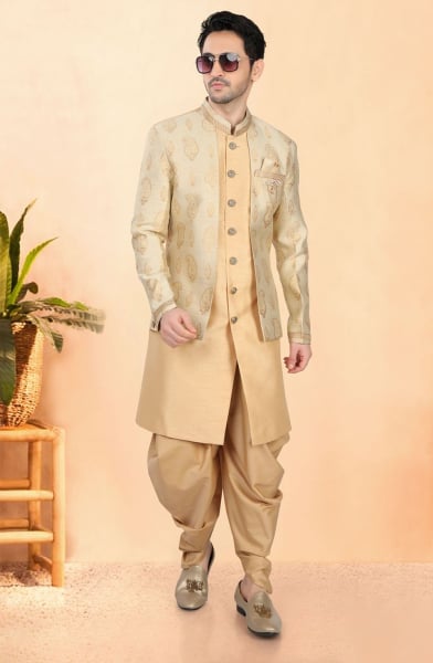 Beige Designer Indo Western Outfit