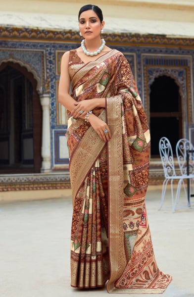 Beige Dola Viscose Partywear Saree