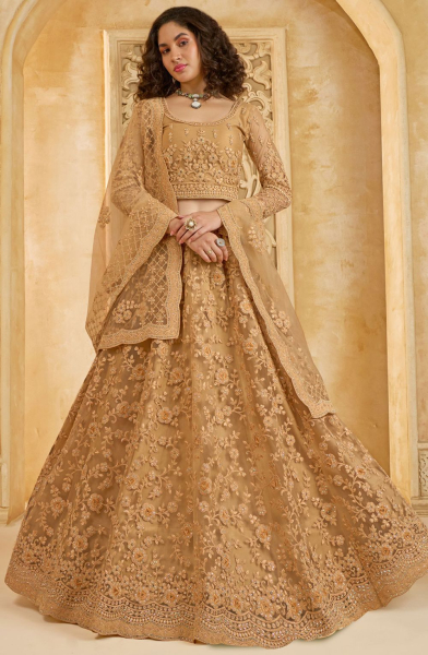 Beige Embroidered Designer Bridal Lehenga Choli