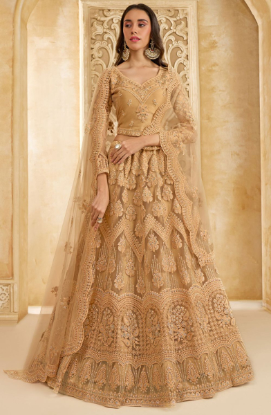 Beige Embroidered Designer Bridal Lehenga Choli